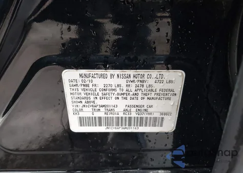 2010 Infiniti G37 Journey from USA, damaged, VIN JN1CV6AP3AM201143